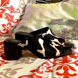 Vintage Cow Print Mules